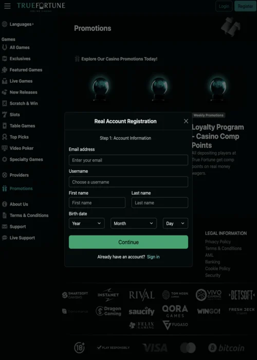 Login True Fortune Casino<